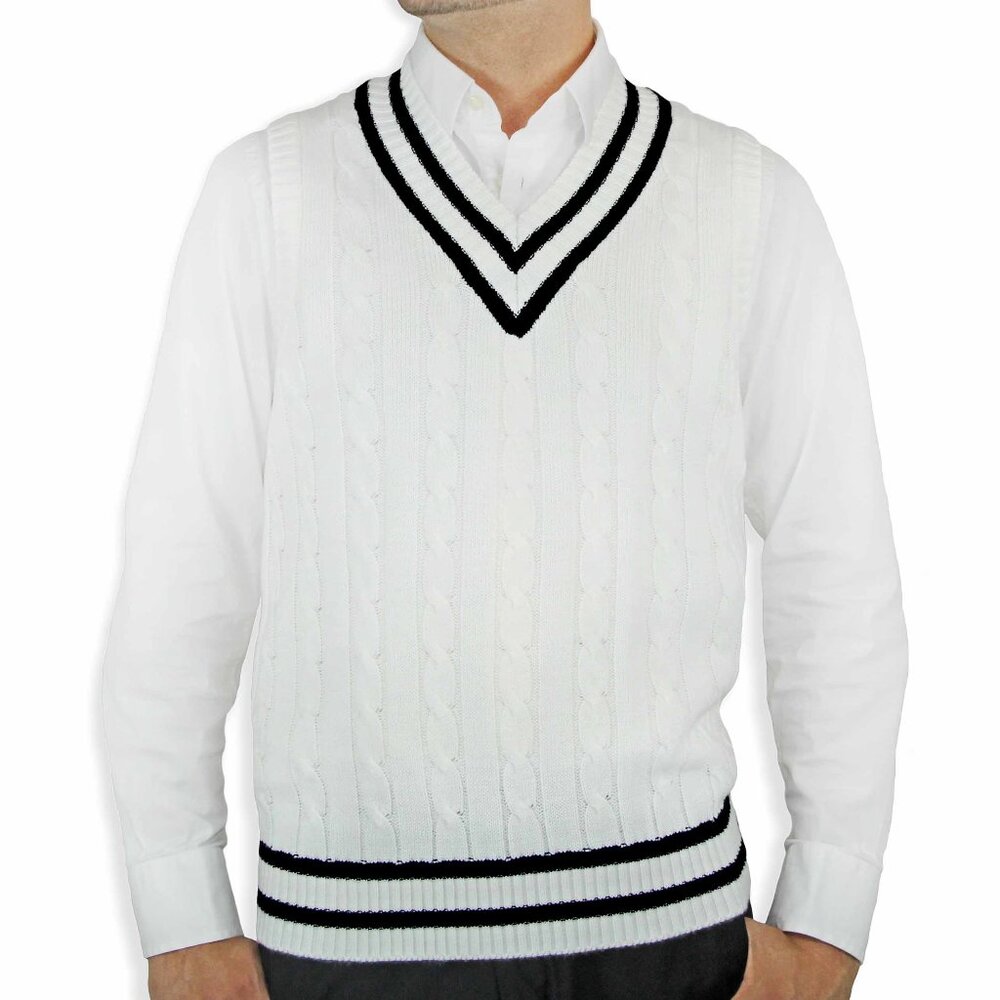 Mens Cable Cricket Sweater Vest